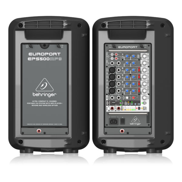 EPS500MP3 : Ultra-Compact 500-Watt 8-Channel Portable PA System with MP3 Player, Reverb and Wireless Option