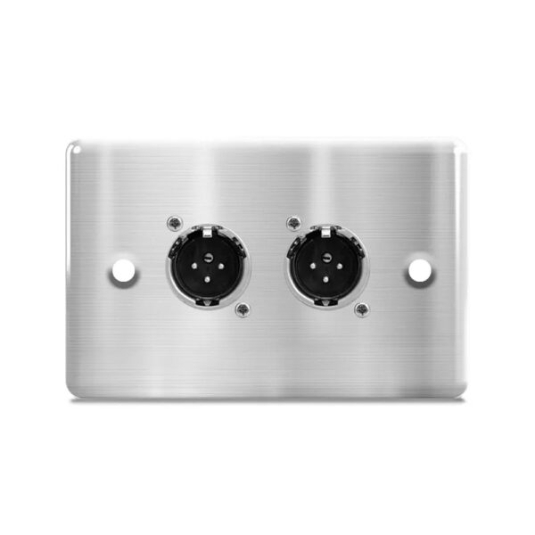 Stainless Steel Wallplate with two XLR 3pin Male Panel Mounts
