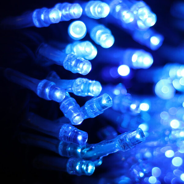 10 metres of 100 Blue LED Fairy Lights & Controller Black wires