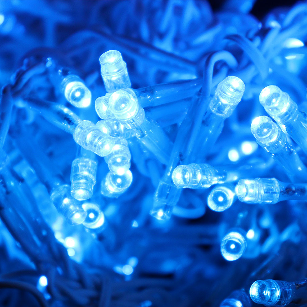 3 metres of 180 Blue LED Icicle Fairy Lights White Wires