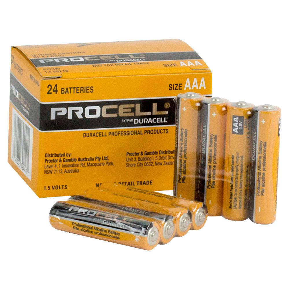 Procell PC2400 by Duracell AAA Batteries Bulk Pack 24 Pieces Light