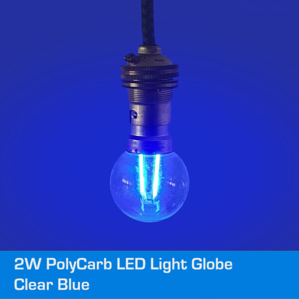 2W POLYCARB CLEAR BLUE LED DIMMABLE B22 BAYONET LAMP