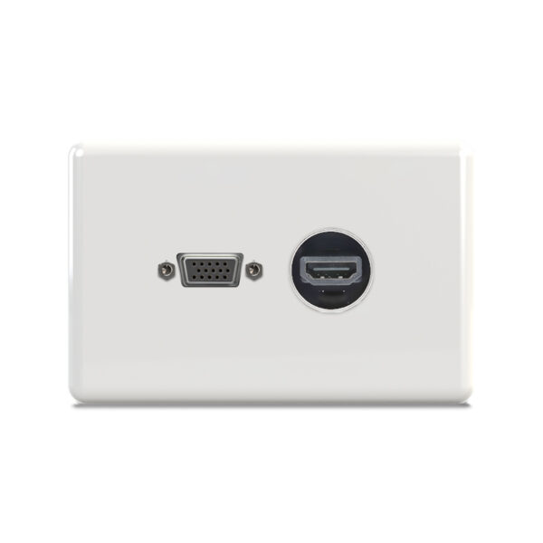 Clipsal 2000 Series WHITE Wall Plate with VGA and HDMI Chassis