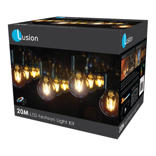 Lusion 20m festoon lighting kit with 20 led lamps