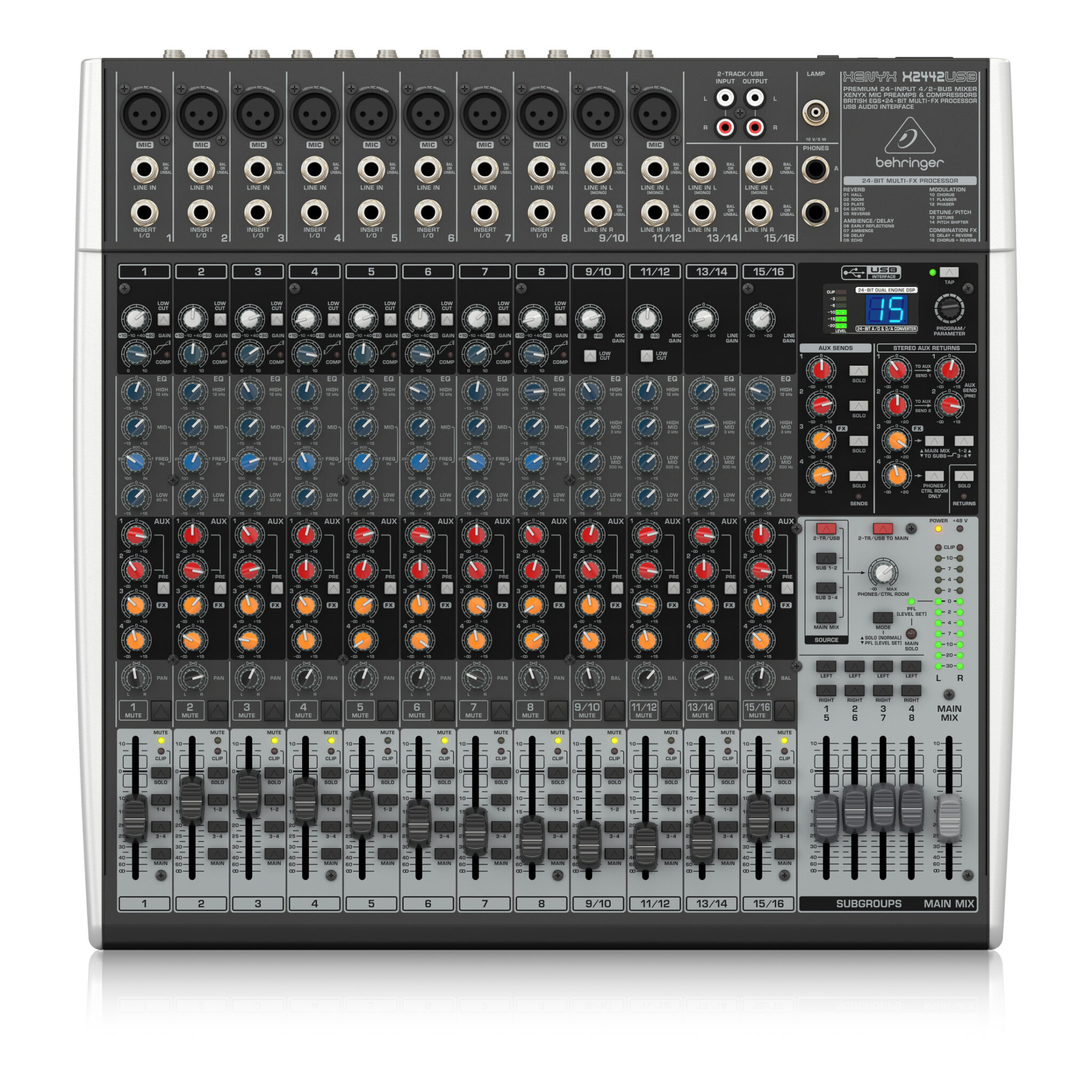 Behringer Xenyx X2442USB 24 Input Mixer Light up my Life