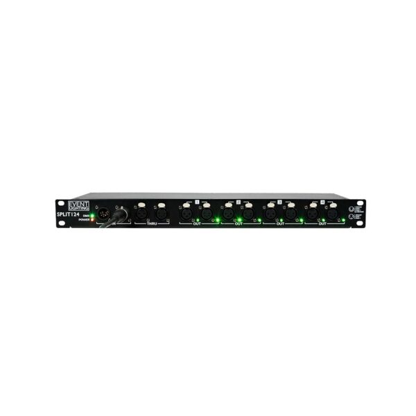 Event Lighting Split124 - 1 in, 4 out DMX Splitter - Opto Isolated. Rack mountable.