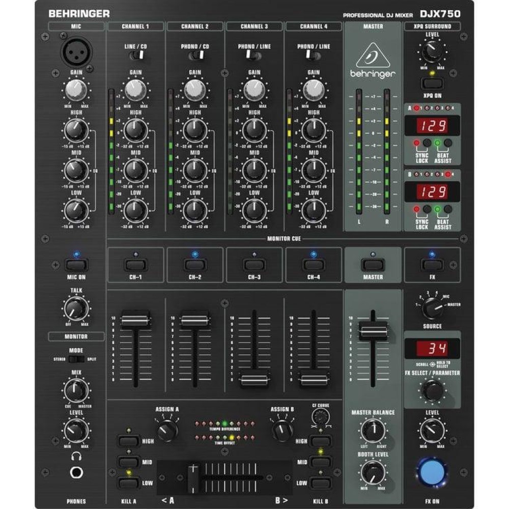 Behringer DJX750 DJ Mixer 4 Channel Light up my Life