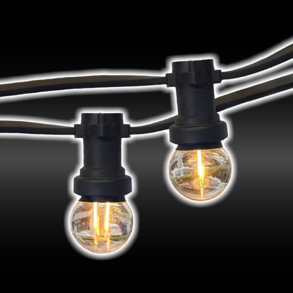 20m Festoon Lighting Cable with 40 Lamp Sockets and Plug. No Lamps