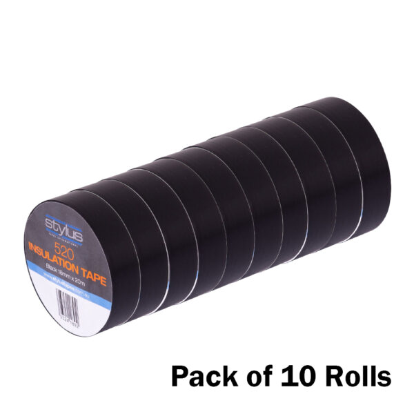 Stylus 520 Electrical Insulation Tape Black 18mm x 20m (Pack of 10)