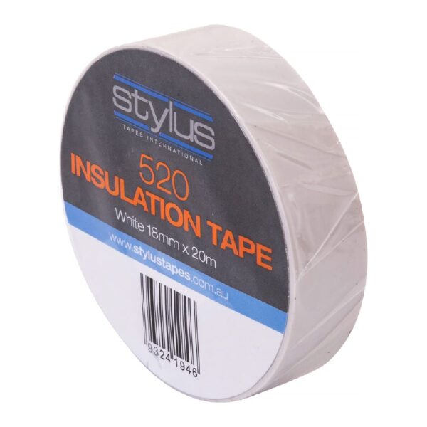 Stylus 520 Electrical Insulation Tape White 18mm x 20m (1 Roll)