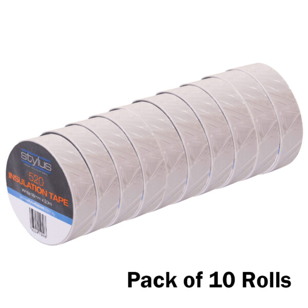 Stylus 520 Electrical Insulation Tape White 18mm x 20m (Pack of 10)