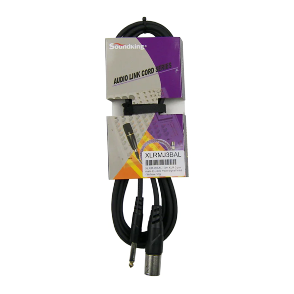 Soundking XLRMJ3BAL 3m XLR 3 pin male to Jack male signal lead